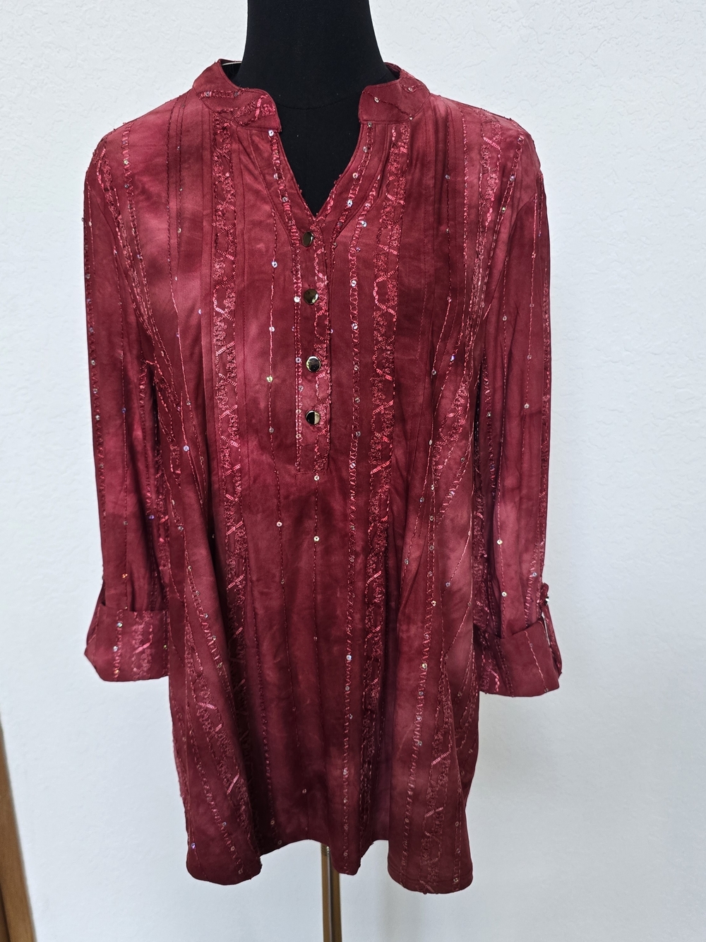 Ava & Grace Red Sequin Embellished Tunic